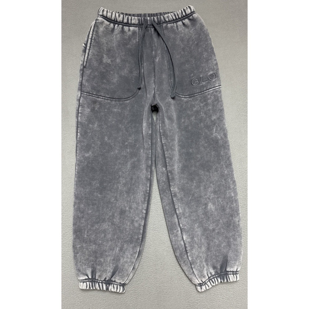 GLO Unisex Kingdom Essentials Jogger Pants Snow Wash Dark Shadow Gray Sz S 23x24